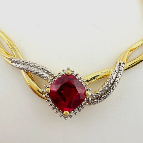 Elegant Lab Created Ruby and White Sapphire Infinite Loop Necklace - Picture 6 of 12